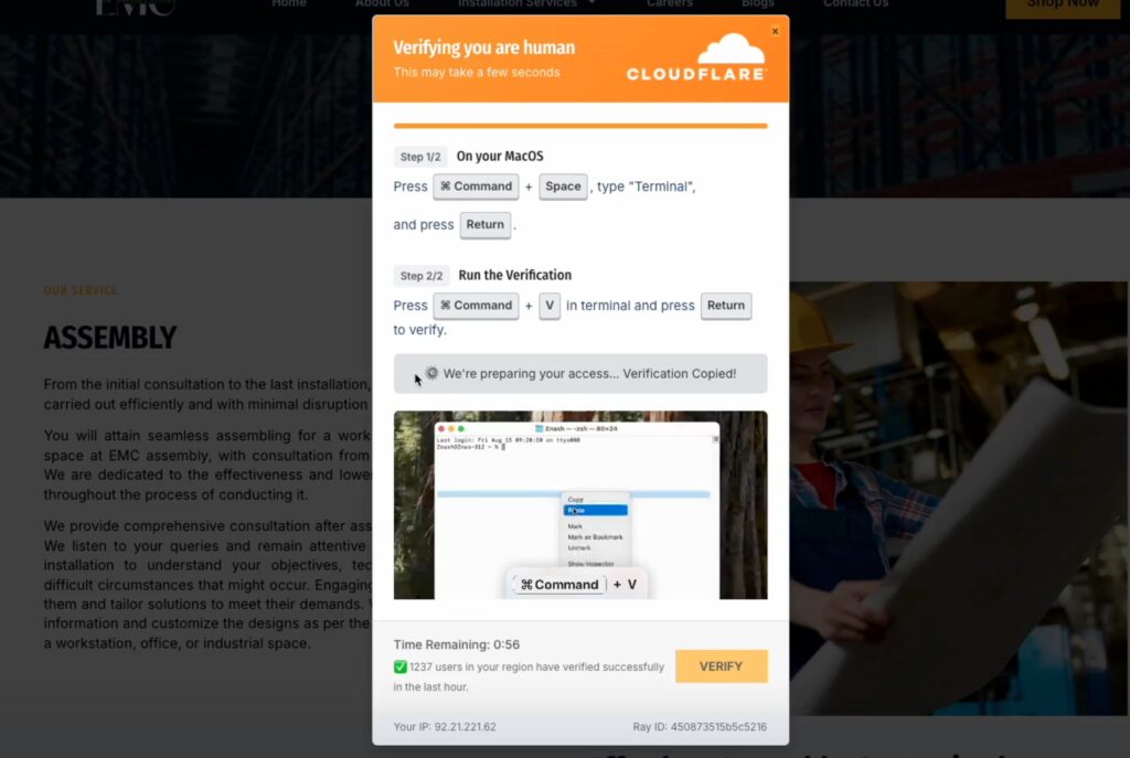The Chronicles of ClickFix: 2025's Biggest Hit Keeps Evolving 2 ClickFix page with an embedded video showing the victim how to complete the check