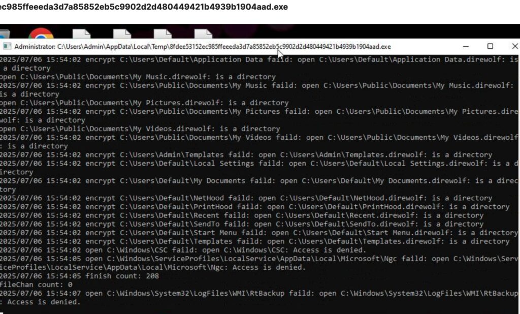 Dire Wolf (.direwolf) Ransomware Virus - Removal and Decryption 3 Dire Wolf Ransomware Encryption Process