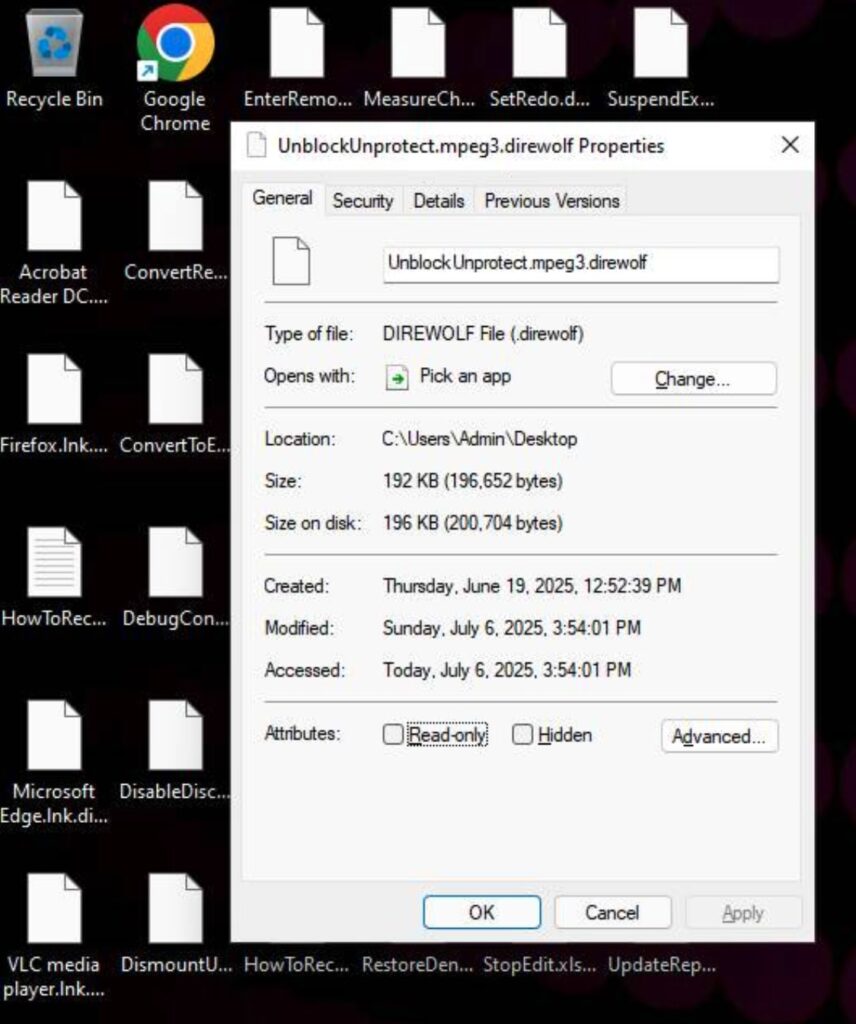 Dire Wolf (.direwolf) Ransomware Virus - Removal and Decryption 2 Dire Wolf - Encrypted files