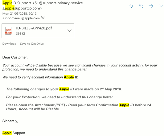 Apple ID Scams: Identify and Prevent Apple Phishing Email 3 Fake Apple email
