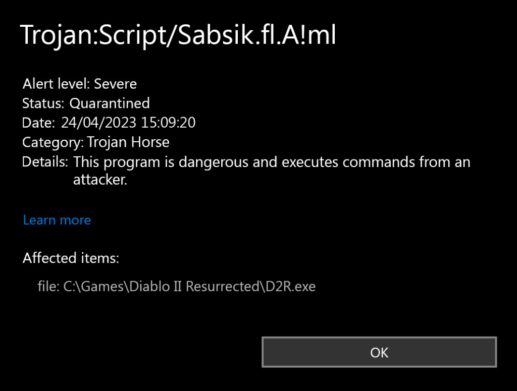 Trojan:Script/Sabsik.fl.A!ml - The Sneaky Stealer You Should Know About 3 Mistakenly detected by antivirus