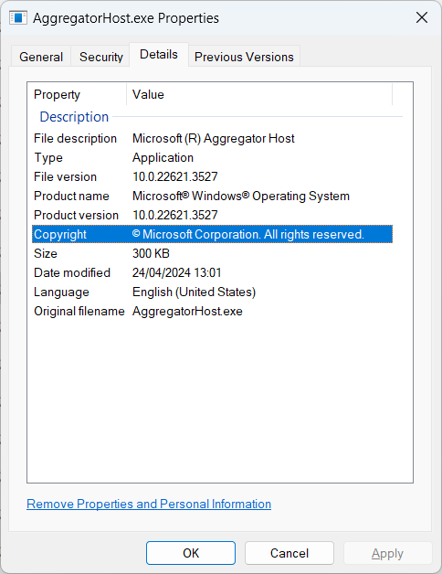 AggregatorHost.exe – That Mysterious Windows Process Explained 2 AggregatorHost.exe details screenshot