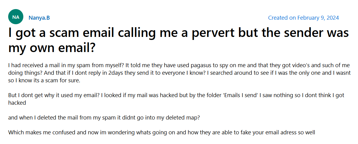 Hello Perv 2 Hello Perv email scam spoofed address