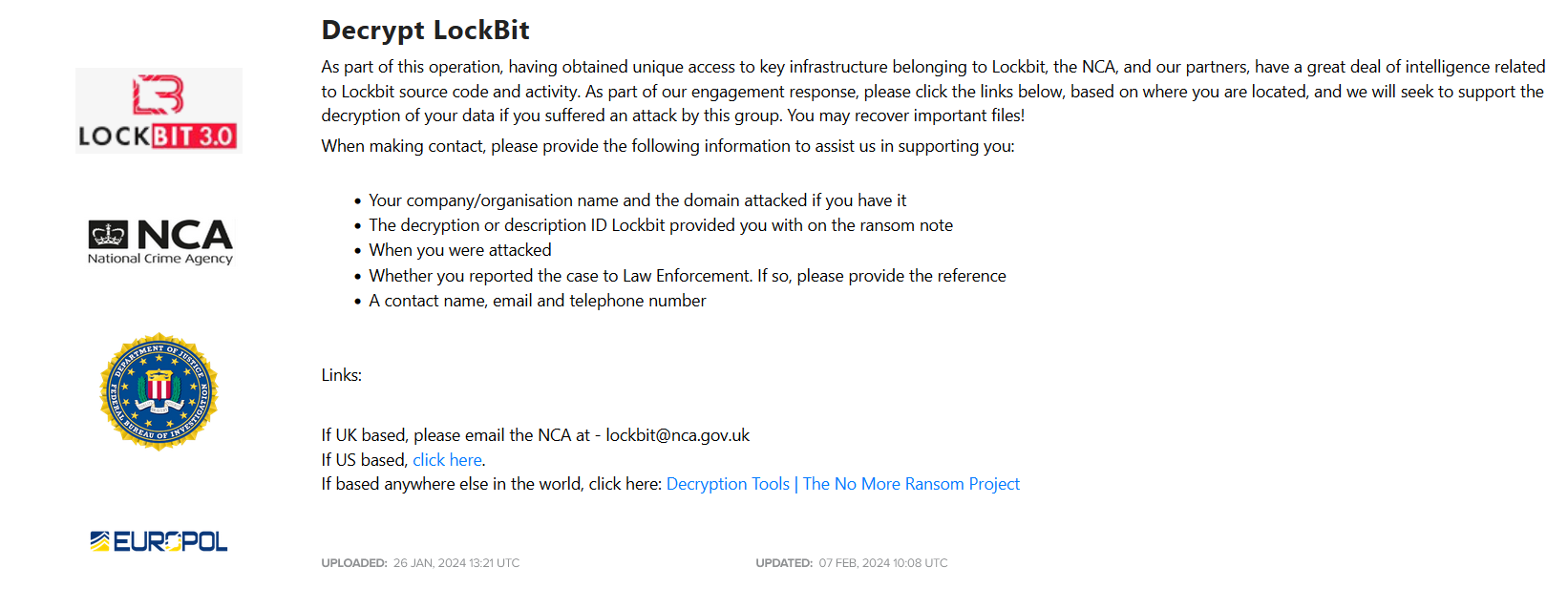 LockBit Ransomware Taken Down by NCA 6 Decryptor tools LockBit