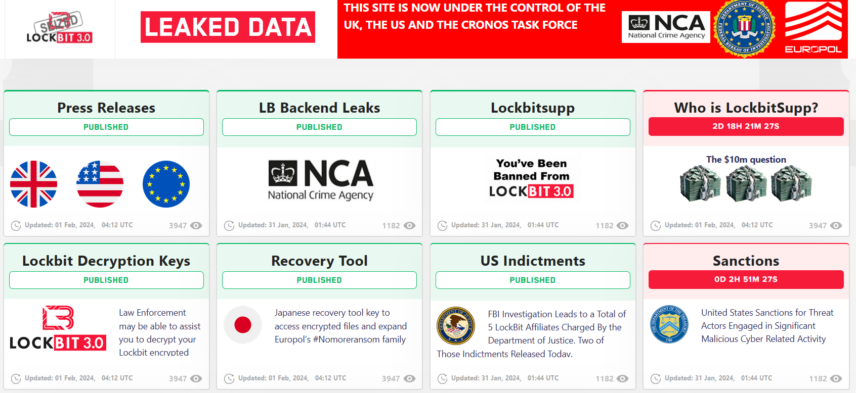 LockBit Ransomware Taken Down by NCA 5 LockBit site law enforcement leaks