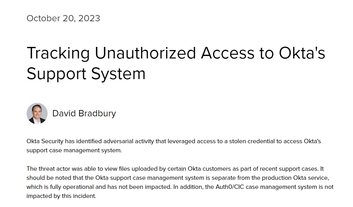 1Password Hacked Following the Okta Hack 2 Okta hack notice