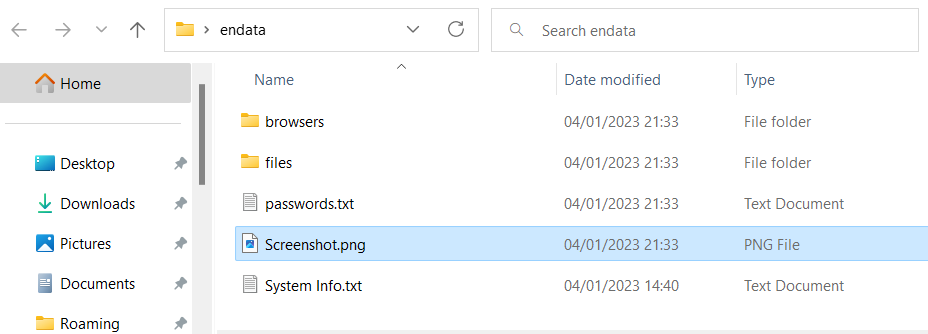 Data prepared for exfiltration