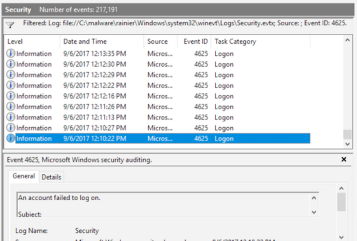 Brute force attack on the network through RDP logon attempts.