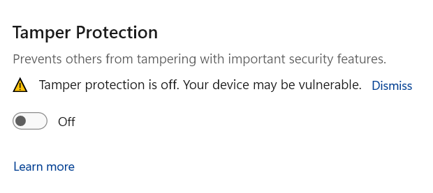 How to Disable Windows Defender? Windows 10 & 11 Guide 3 Tampering protection off