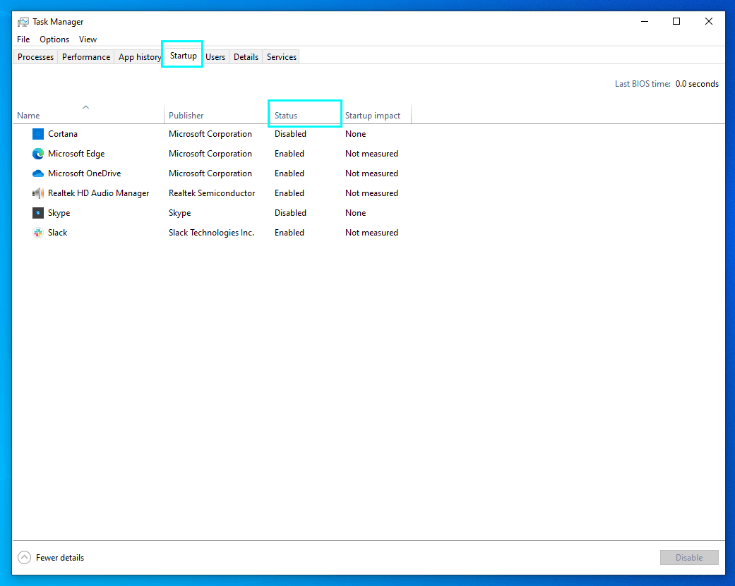 Slow PC: Tips to improve PC performance in Windows 2 Task Manager Startup Tab