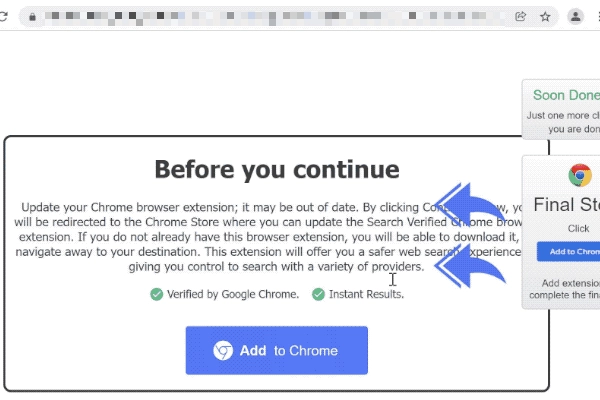 Chromstera Browser 7 Malicious advertising screenshot