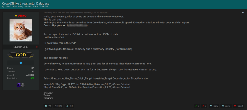 USDoD Hacker Arrested by Federal Police of Brazil 2 CrowdStrike USDoD