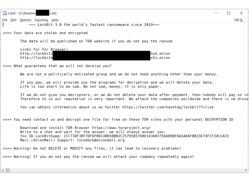Donex, DarkRace, fake LockBit 3.0 and Muse Ransomware Decryptor Released 4 Ransom note Fake Lockbit 3.0