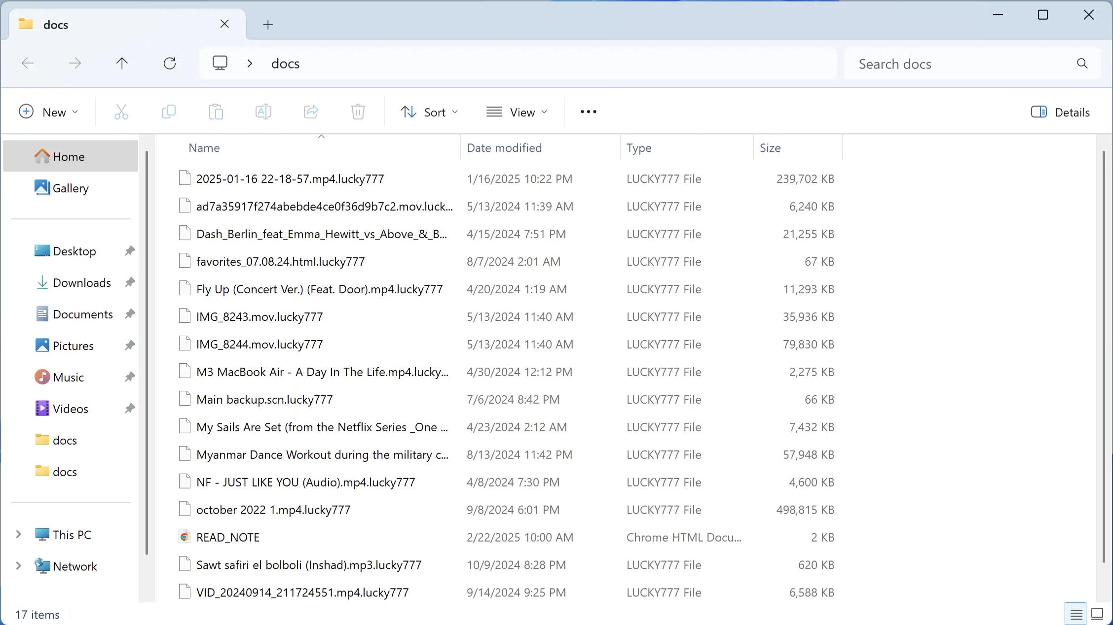 Lucky Ransomware (MedusaLocker) 2 Locked files