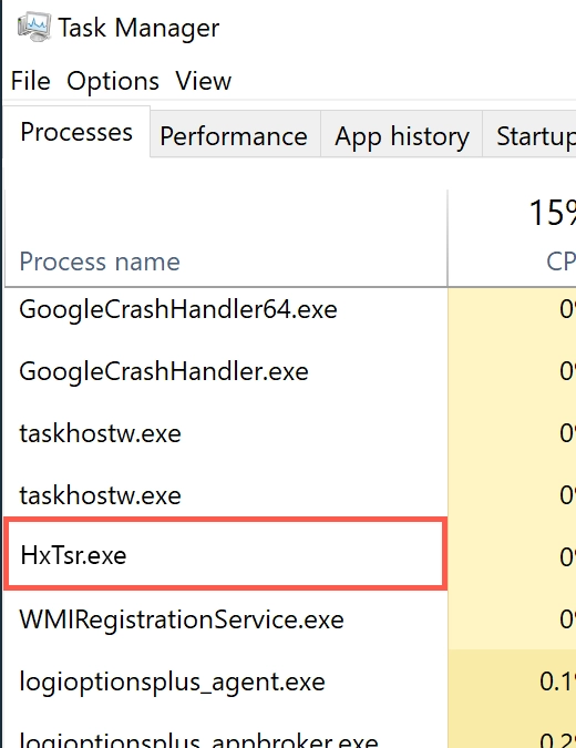 HxTsr.exe - What is the HxTsr Process? 2 HxTsr.ece process