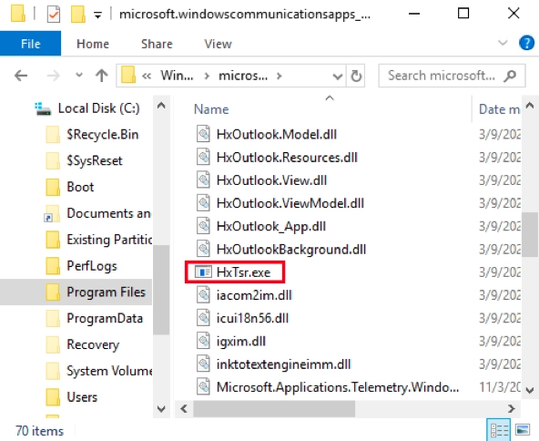 HxTsr.exe - What is the HxTsr Process? 4 HxTsr file location