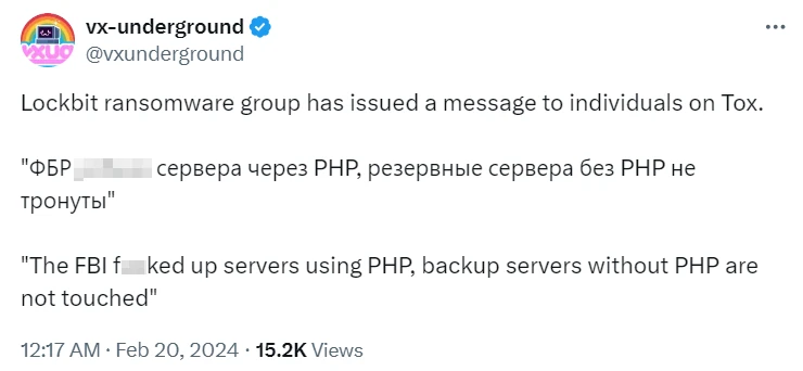 LockBit Ransomware Taken Down by NCA 4 Tox note VXUG