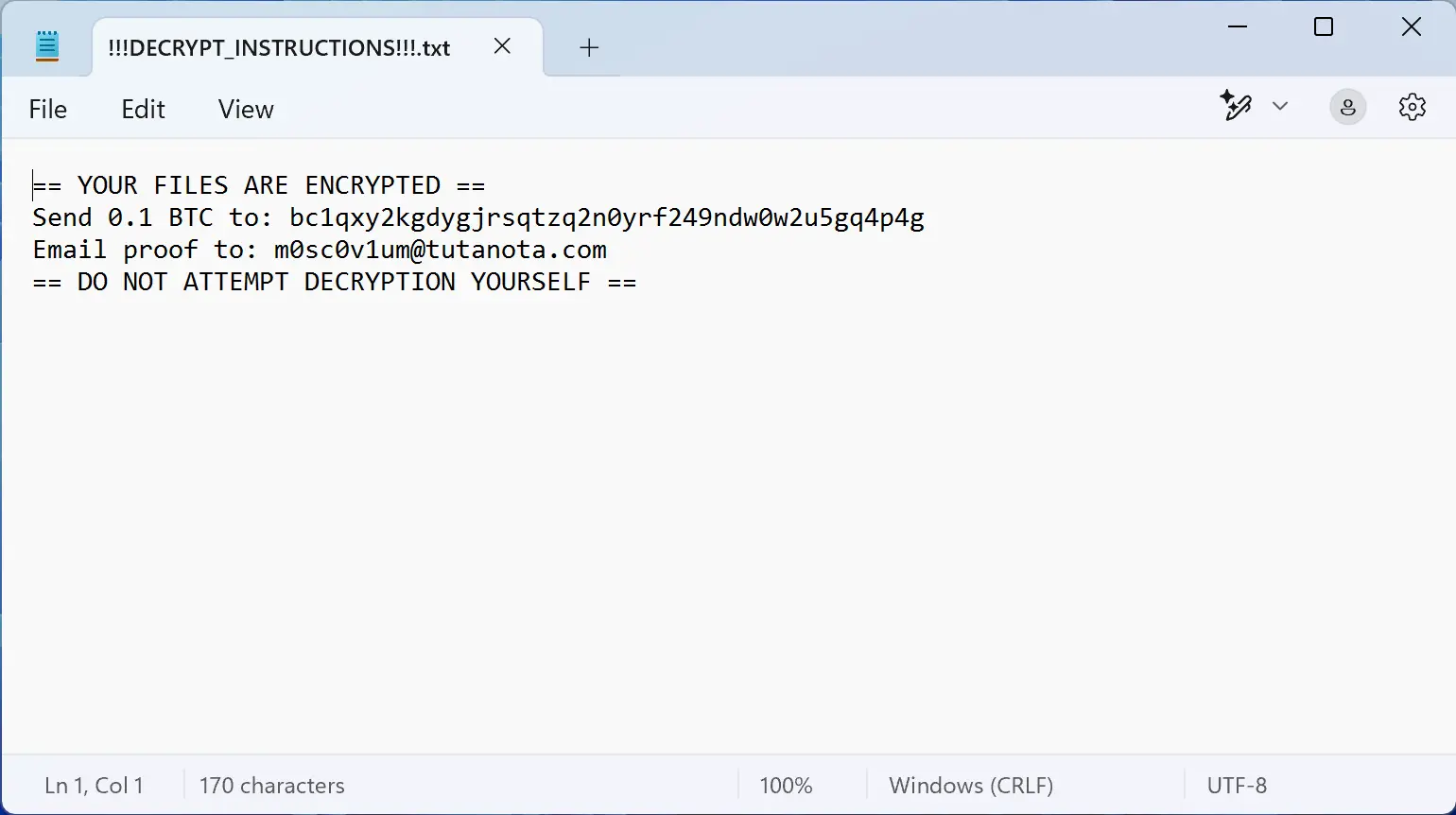 Moscovium ransomware ransom note screenshot
