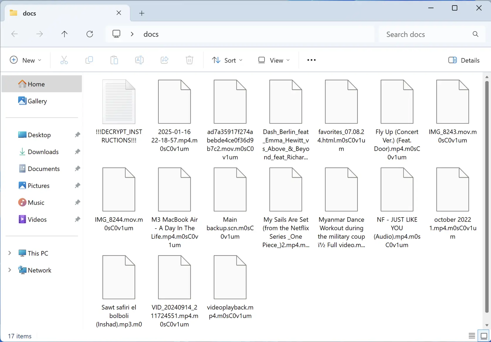 Files locked by Moscovium Ransomware screenshot