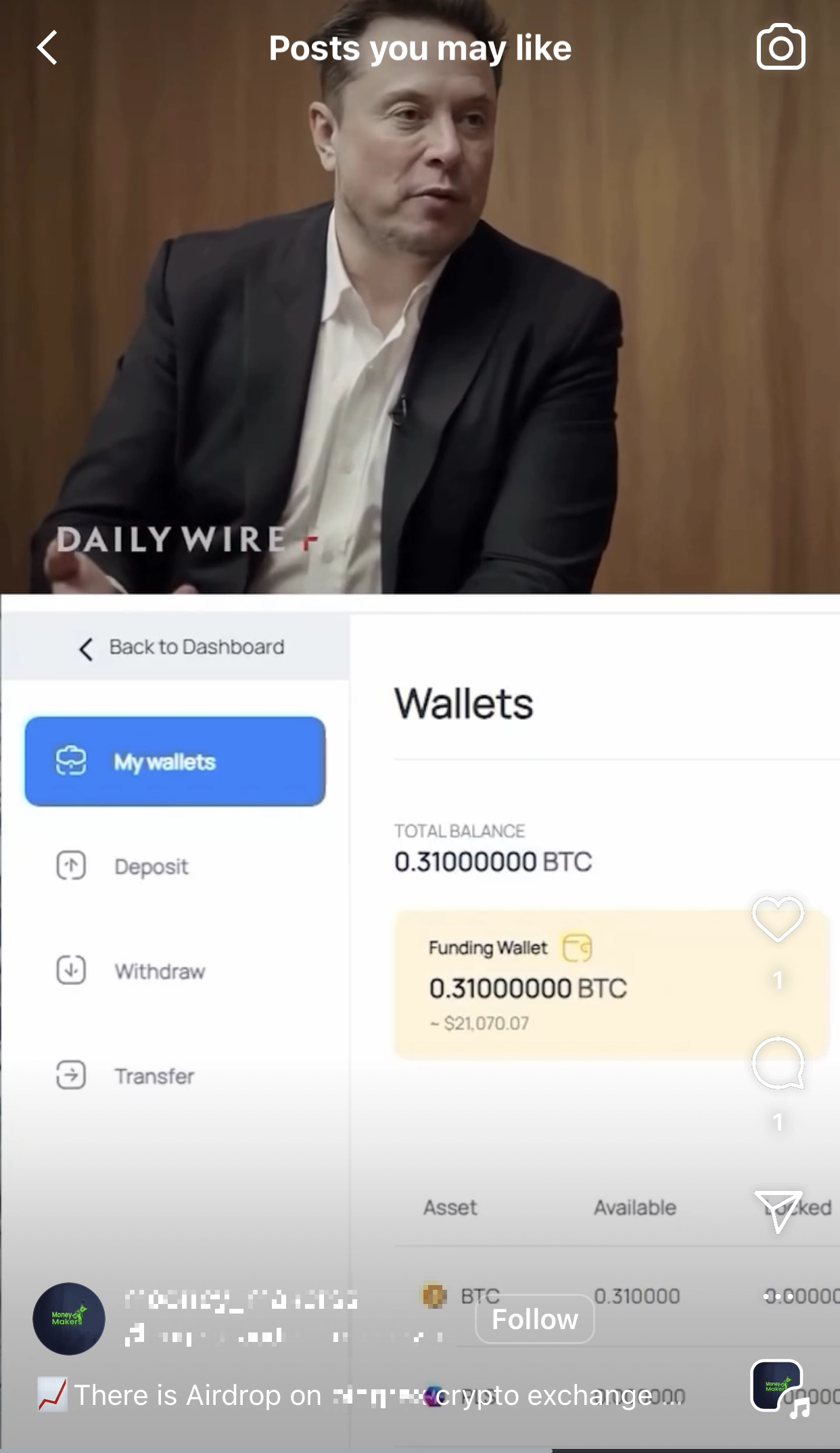 Fake video with Elon Musk screenshot