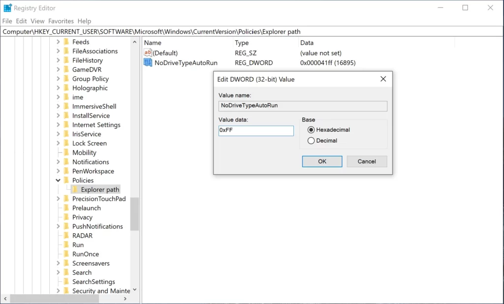 Shortcut Virus 6 DWORD value