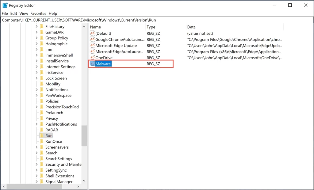 Shortcut Virus 8 Registry Editor