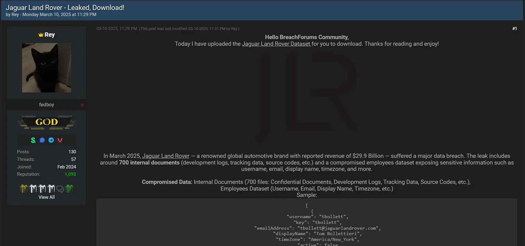 Rey’s thread on a cybercrime forum