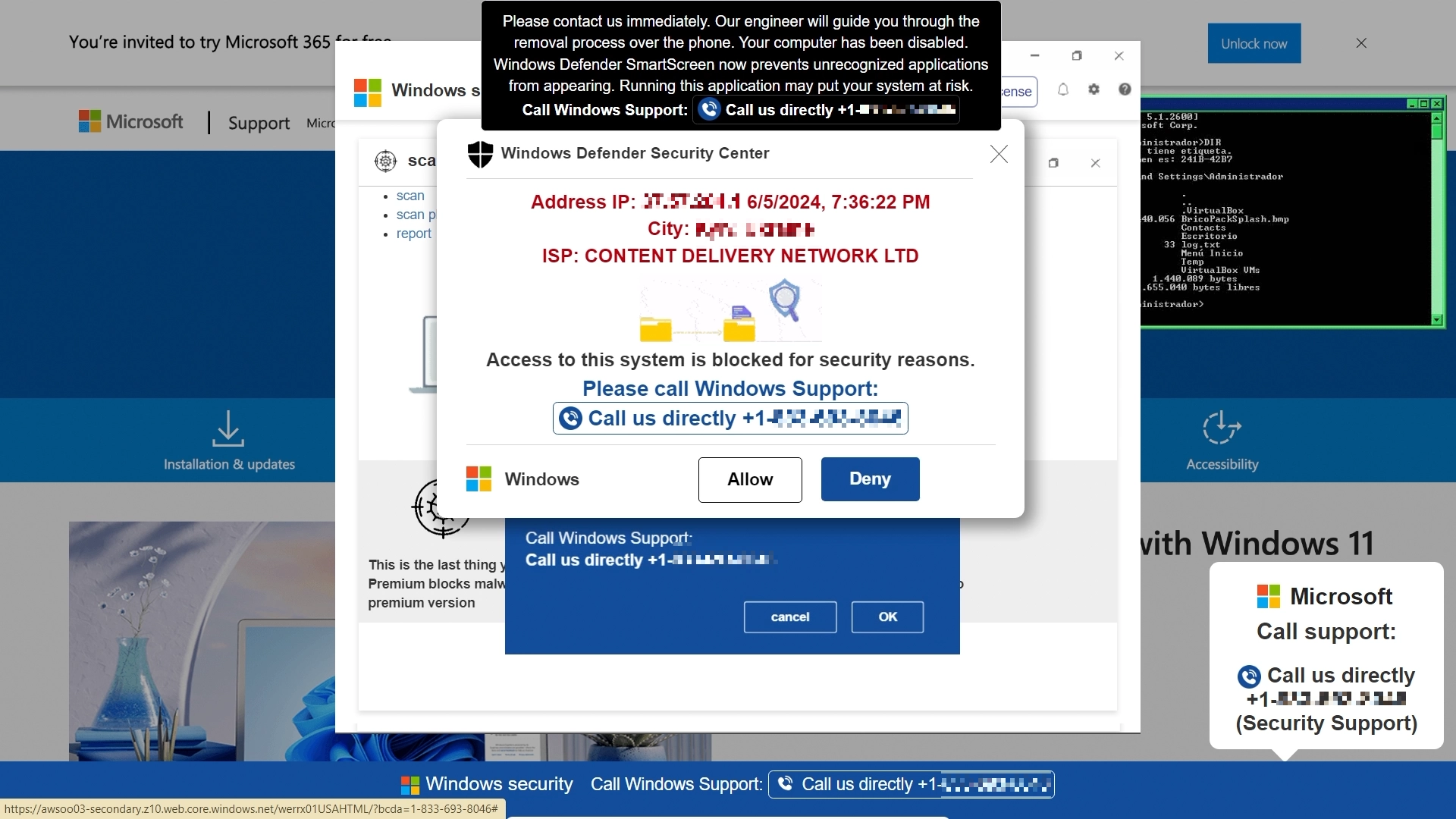 Your Computer is Infected 3 Fake tech support scam screenshot