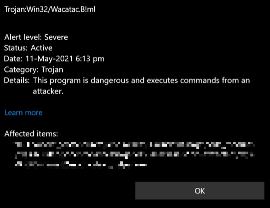 Heuristic Virus detection: Wacatac